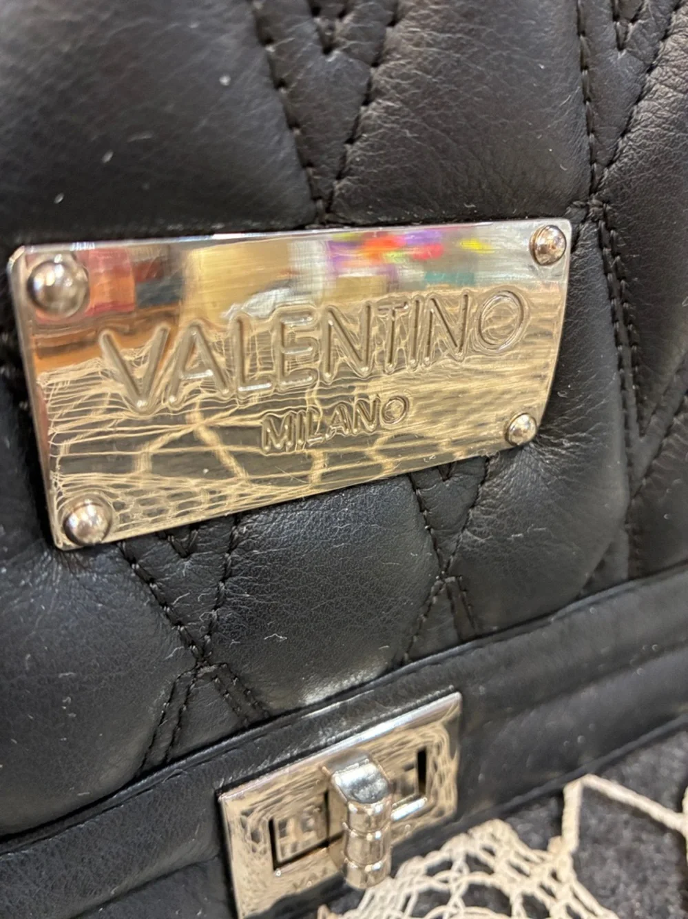 Valentino Alice Black Quilted Leather Crossbody with Chain Strap - Picture 5 of 11